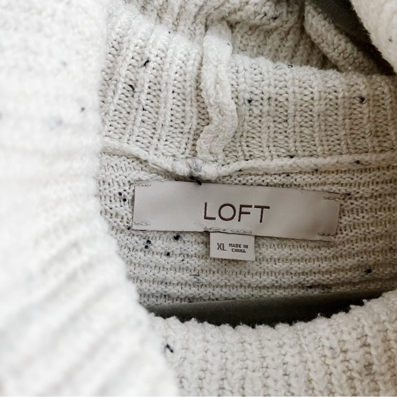 LOFT Cream Speckled Cowl Neck Sweater - Picture 4 of 5
